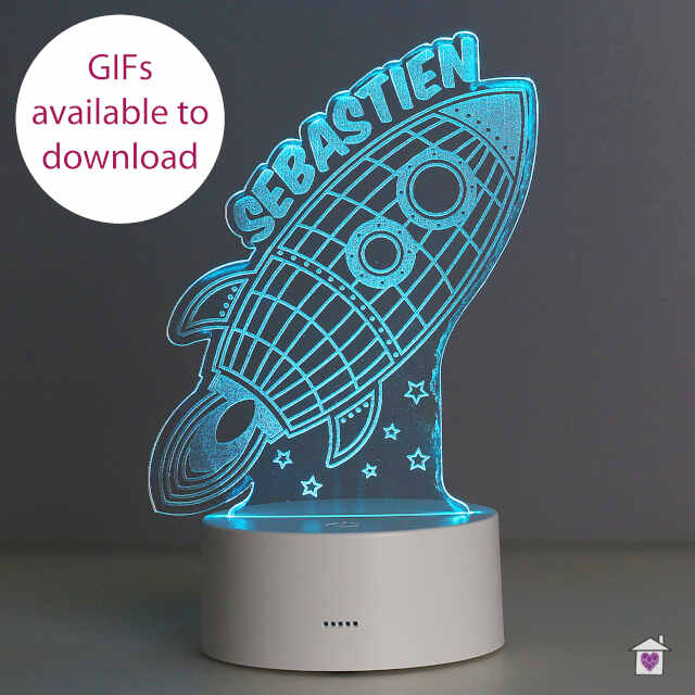 Personalised Rocket LED Colour Changing Wireframe Night Light - Image 5