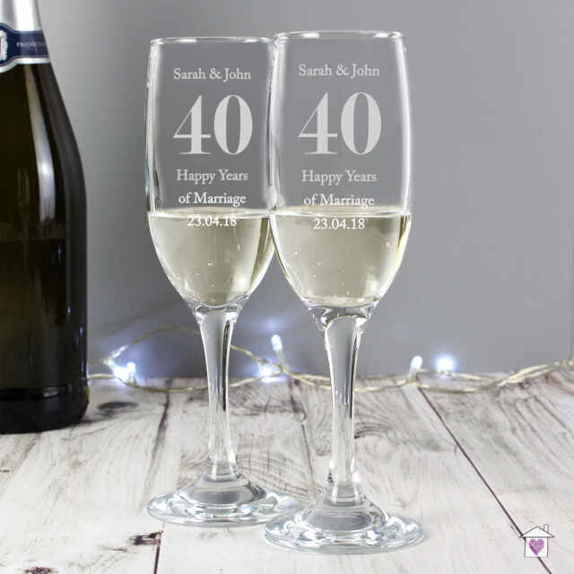 Personalised Anniversary Pair of Flutes with Gift Box - Image 3