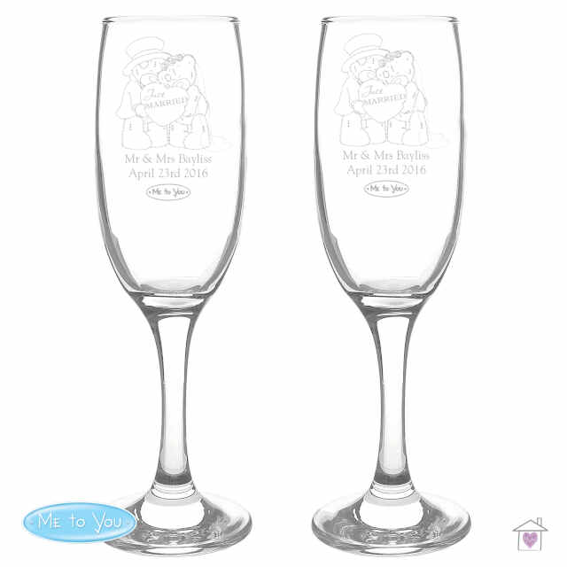 Personalised Me To You Engraved Wedding Pair of Flutes with Gift Box - Image 2