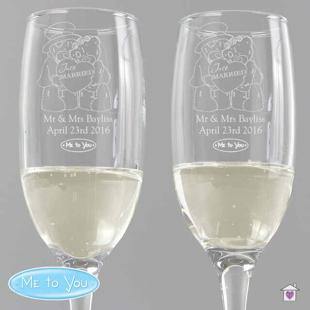 Personalised Me To You Engraved Wedding Pair of Flutes with Gift Box - Image 3