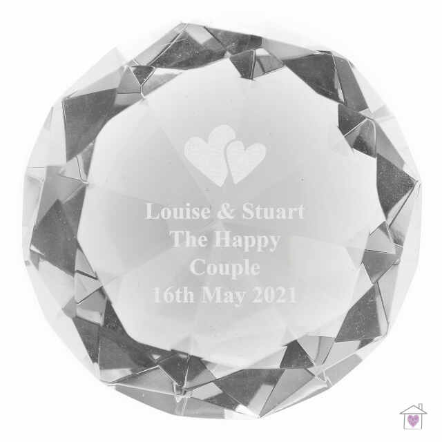 Personalised Heart Motif Diamond Paperweight - Image 2