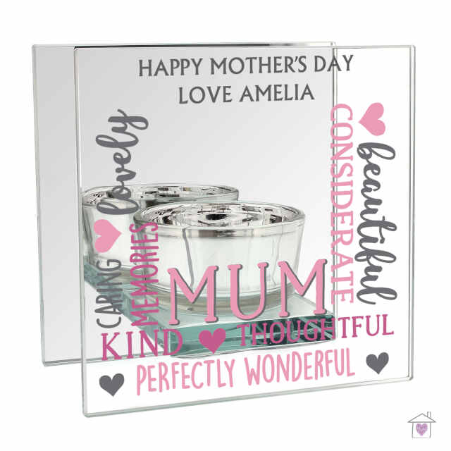 Personalised Mum Mirrored Glass Tea Light Holder - Image 2