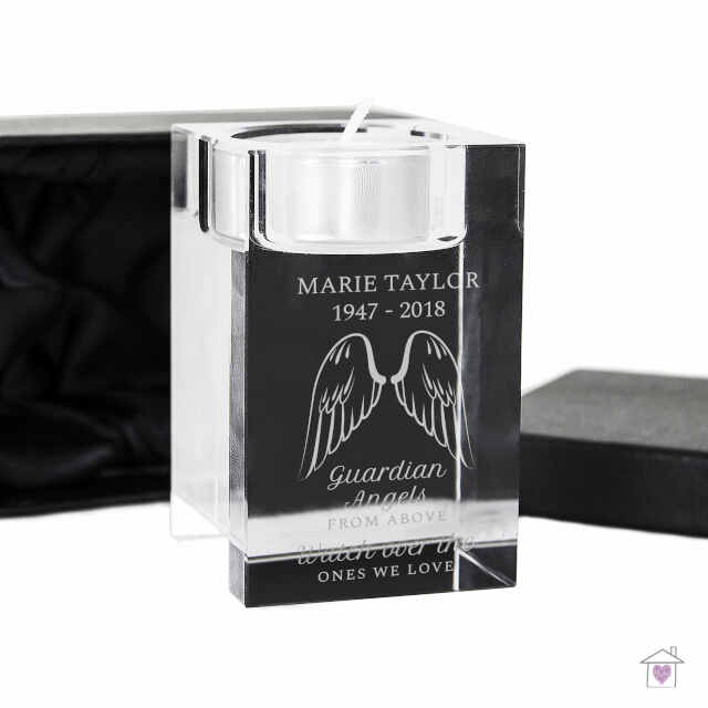 Personalised Guardian Angel Wings Glass Tea Light Holder - Image 2