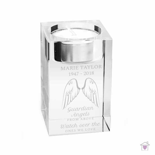 Personalised Guardian Angel Wings Glass Tea Light Holder - Image 3