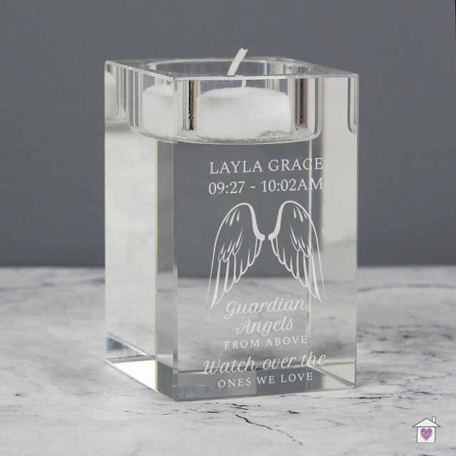 Personalised Guardian Angel Wings Glass Tea Light Holder - Image 5