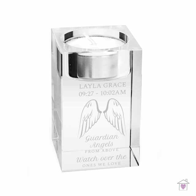 Personalised Guardian Angel Wings Glass Tea Light Holder - Image 9