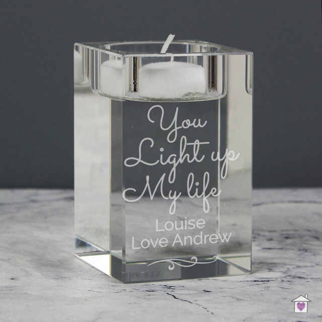 Personalised You Light Up My Life Glass Tea Light Holder - Image 4