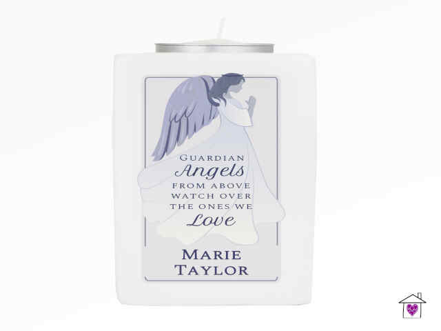 Personalised Guardian Angel Ceramic Tea Light Candle Holder - Image 2