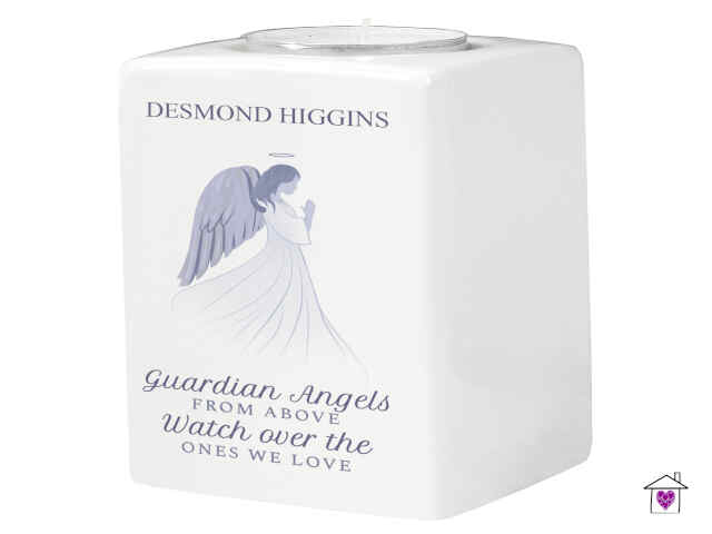 Personalised Guardian Angel Ceramic Tea Light Candle Holder - Image 4