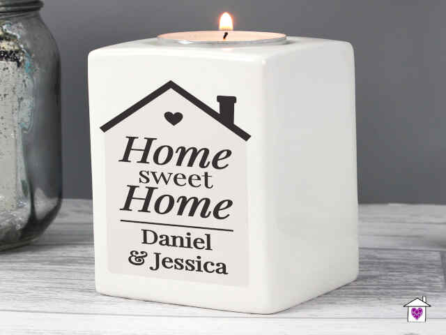Personalised Home Sweet Home Ceramic Tea Light Candle Holder - Image 5