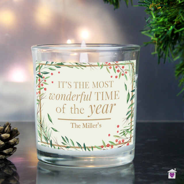 Personalised 'Wonderful Time of The Year' Christmas Scented Jar Candle