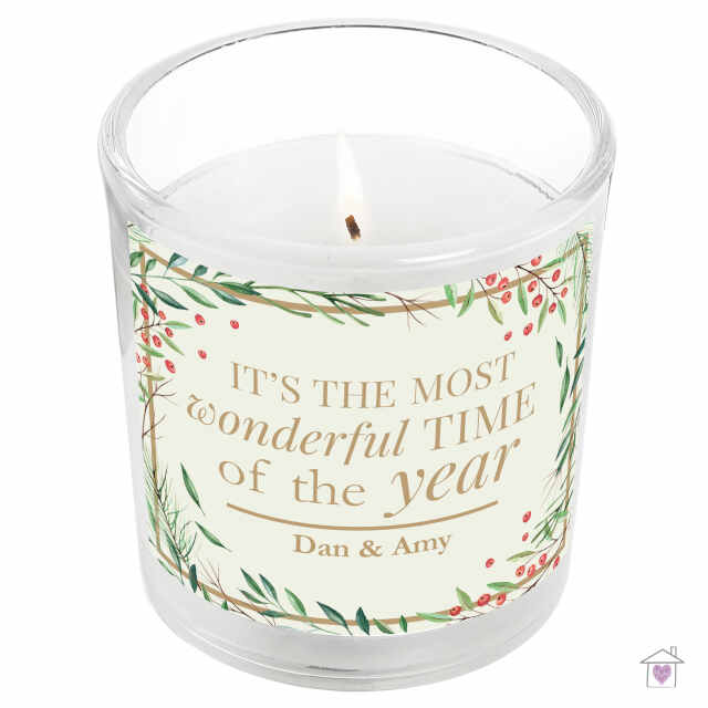 Personalised 'Wonderful Time of The Year' Christmas Scented Jar Candle - Image 2