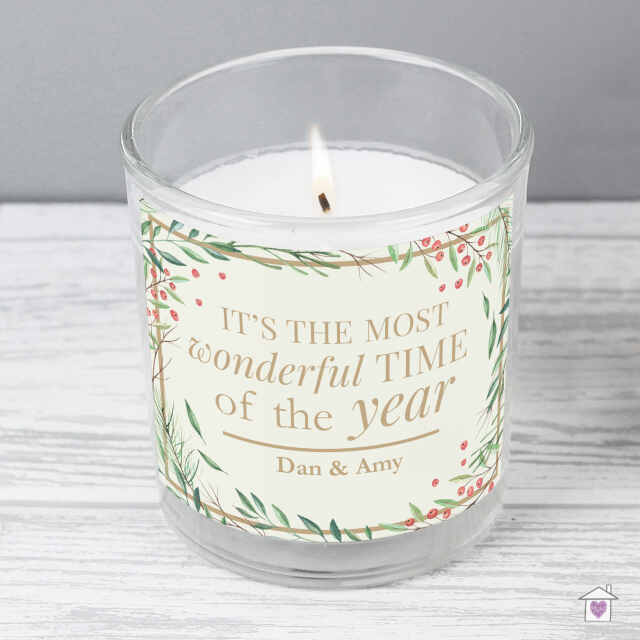 Personalised 'Wonderful Time of The Year' Christmas Scented Jar Candle - Image 3