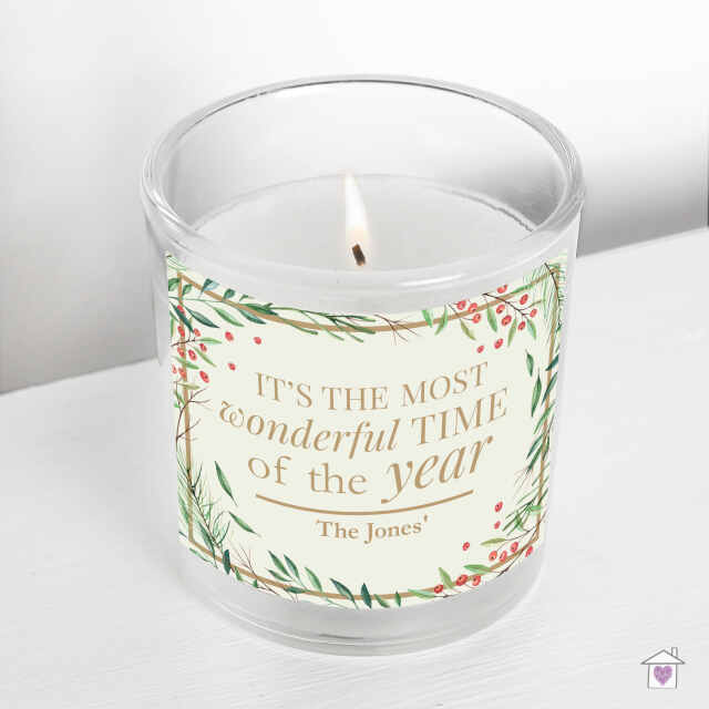 Personalised 'Wonderful Time of The Year' Christmas Scented Jar Candle - Image 4