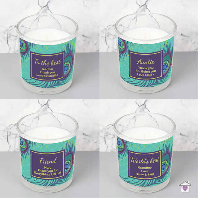 Personalised Peacock Scented Jar Candle - Image 3