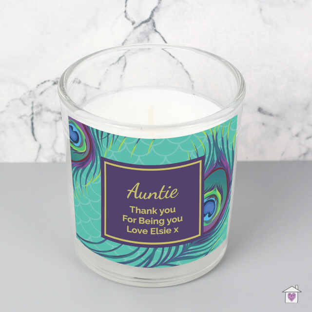 Personalised Peacock Scented Jar Candle - Image 4