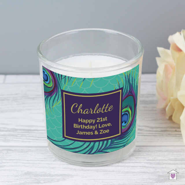 Personalised Peacock Scented Jar Candle - Image 5