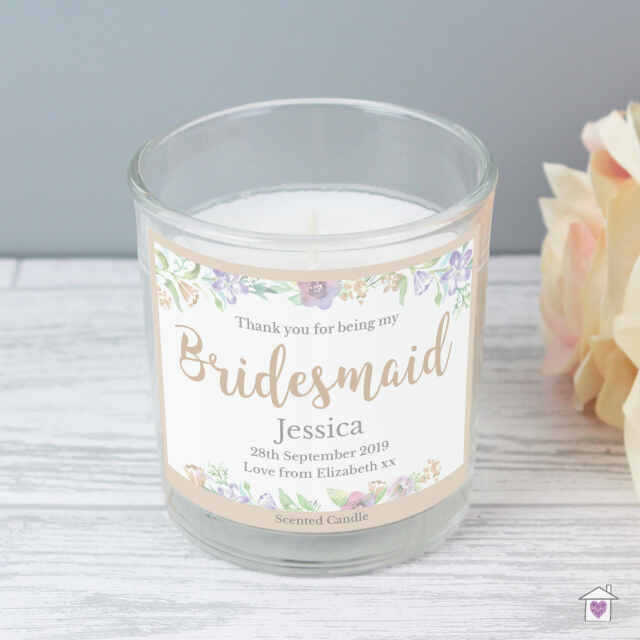 Personalised Bridesmaid 'Floral Watercolour Wedding' Scented Jar Candle - Image 3