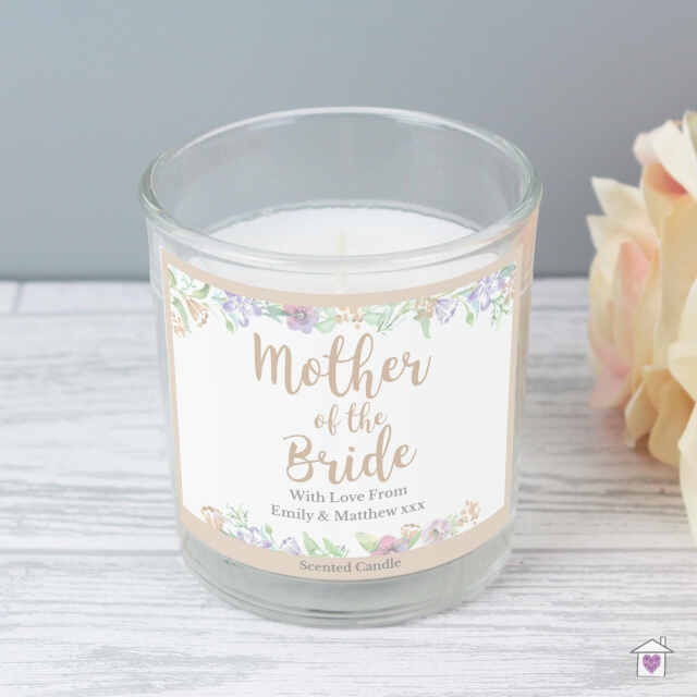 Personalised Mother of the Bride 'Floral Watercolour Wedding' Scented Jar Candle