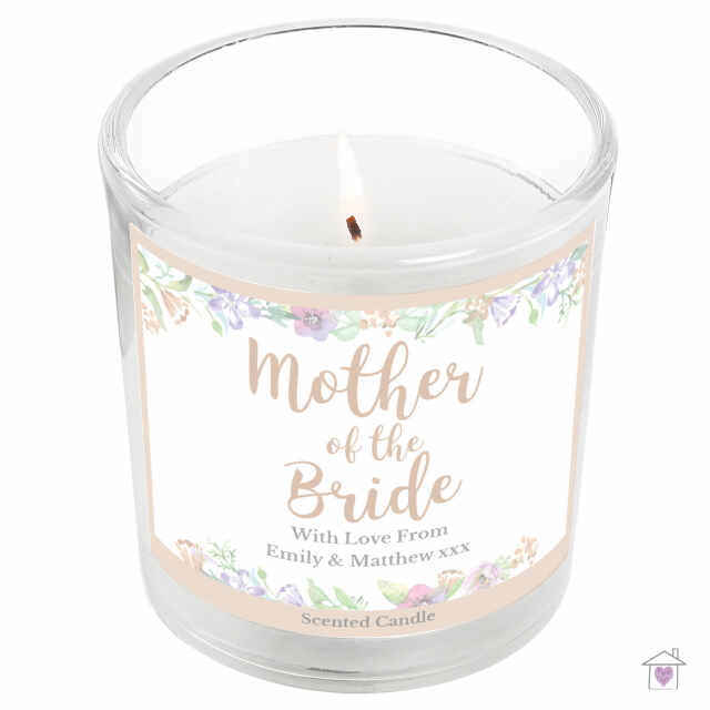 Personalised Mother of the Bride 'Floral Watercolour Wedding' Scented Jar Candle - Image 2
