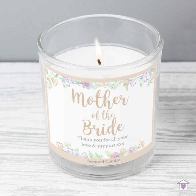 Personalised Mother of the Bride 'Floral Watercolour Wedding' Scented Jar Candle - Image 3