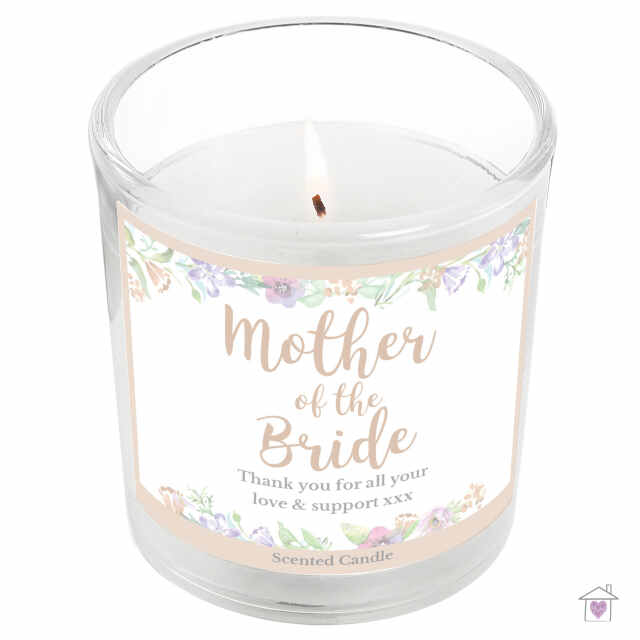 Personalised Mother of the Bride 'Floral Watercolour Wedding' Scented Jar Candle - Image 4
