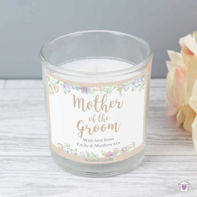 Personalised Mother of the Groom 'Floral Watercolour Wedding' Scented Jar Candle