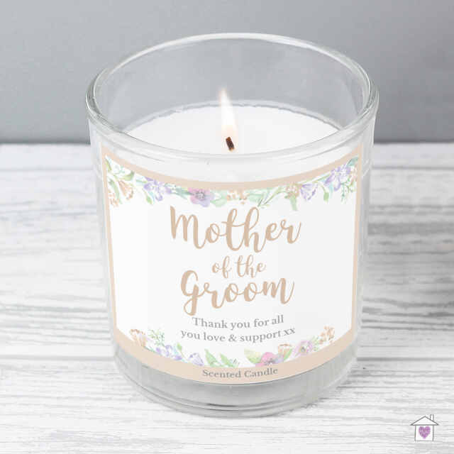 Personalised Mother of the Groom 'Floral Watercolour Wedding' Scented Jar Candle - Image 3
