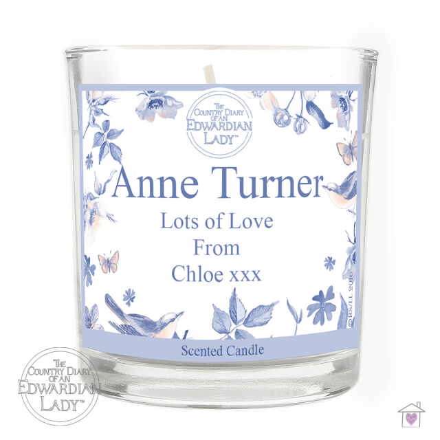 Personalised Country Diary Blue Blossom Scented Jar Candle - Image 2
