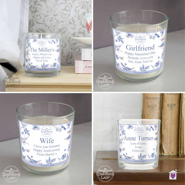Personalised Country Diary Blue Blossom Scented Jar Candle - Image 3