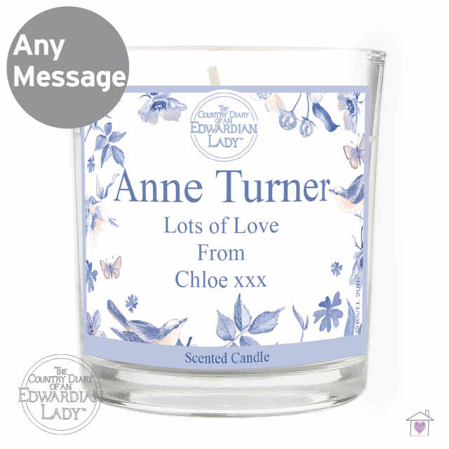 Personalised Country Diary Blue Blossom Scented Jar Candle - Image 4