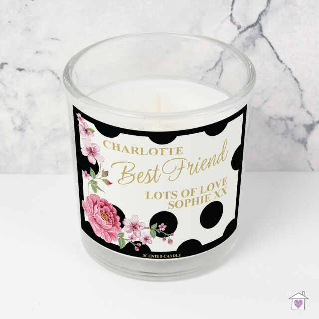 Personalised Floral Dot Scented Jar Candle