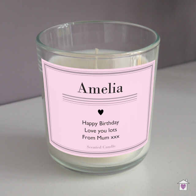 Personalised Classic Pink Scented Jar Candle
