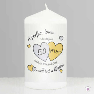 Personalised A Perfect Love Golden Anniversary Candle
