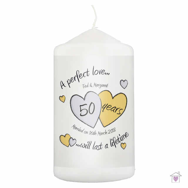 Personalised A Perfect Love Golden Anniversary Candle - Image 2