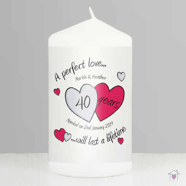 Personalised A Perfect Love Ruby Anniversary Candle