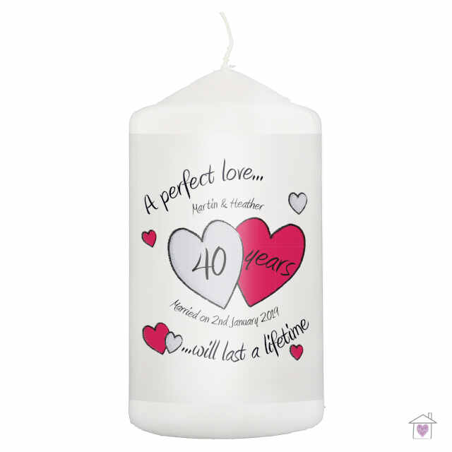 Personalised A Perfect Love Ruby Anniversary Candle - Image 2