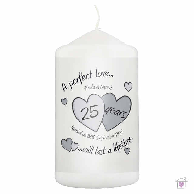 Personalised A Perfect Love Silver Anniversary Candle - Image 2