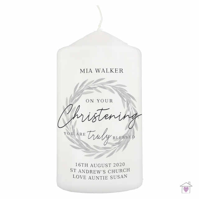 Personalised 'Truly Blessed' Christening Pillar Candle - Image 2