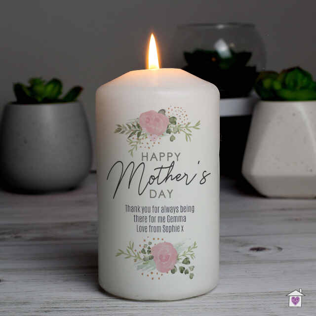 Personalised Abstract Rose Pillar Candle