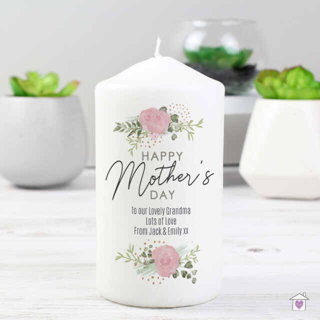 Personalised Abstract Rose Pillar Candle - Image 4