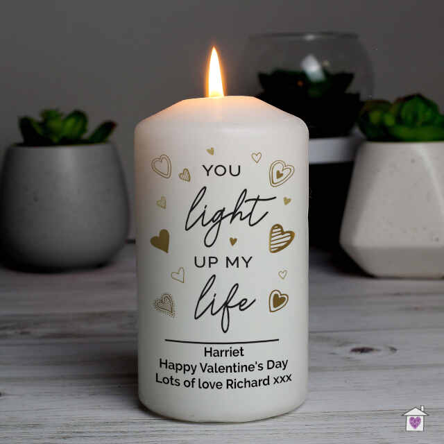 Personalised You Light Up My Life Pillar Candle - Image 3