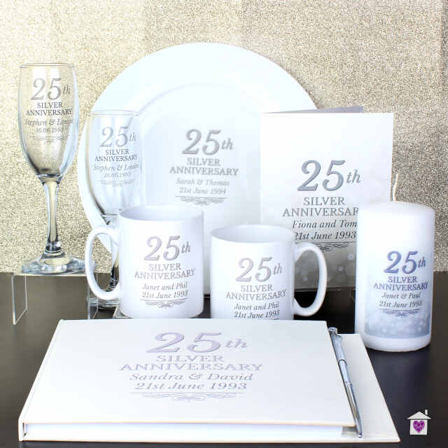 Personalised 25th Silver Anniversary Pillar Candle - Image 6