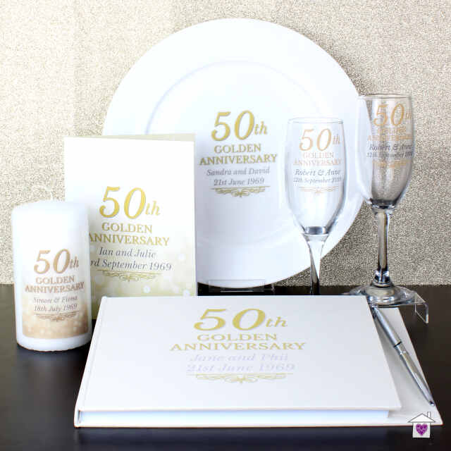 Personalised 50th Golden Anniversary Pillar Candle - Image 6