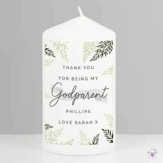 Personalised Godparent Pillar Candle