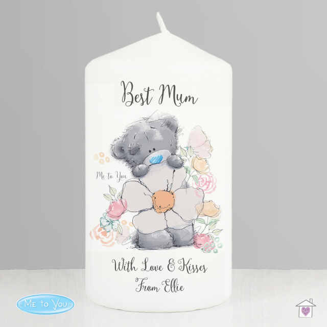 Personalised Me to You Floral Pillar Candle