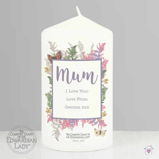Personalised Country Diary Botanical Pillar Candle