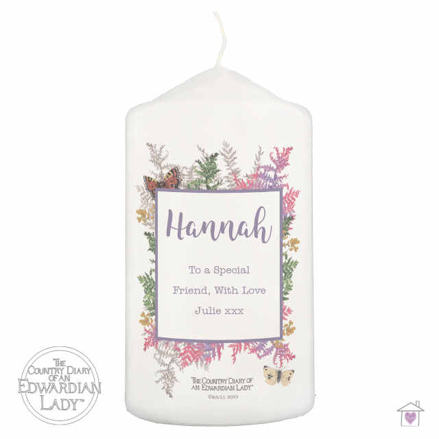 Personalised Country Diary Botanical Pillar Candle - Image 2