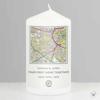 Personalised Present Day Map Compass Pillar Candle