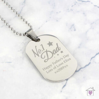 Personalised No.1 Dad Stainless Steel Dog Tag Necklace